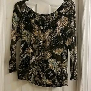 3/4 sleeve paisley dress blouse